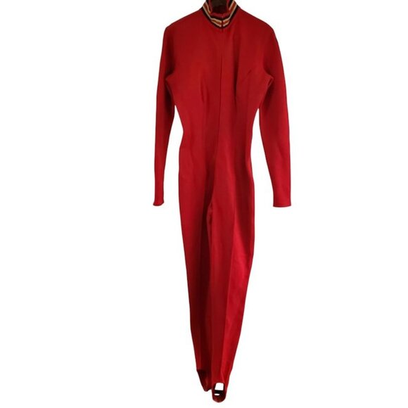 Vintage 90s Ralph Lauren Wool Ski Catsuit Jumpsuit | Red Wool Blend | Made in US - Picture 1 of 8